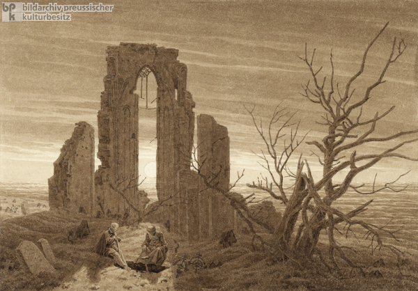 Caspar David Friedrich, <I>Winter – Cloister Ruins and Churchyard by the Sea</i> (c. 1826)